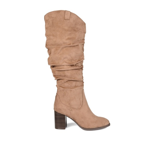 🆕 JOURNEE COLLECTION ANEIL KNEE-HIGH BOOTS IN FAUX SUEDE Taupe Suede Size 7 - Picture 1 of 13
